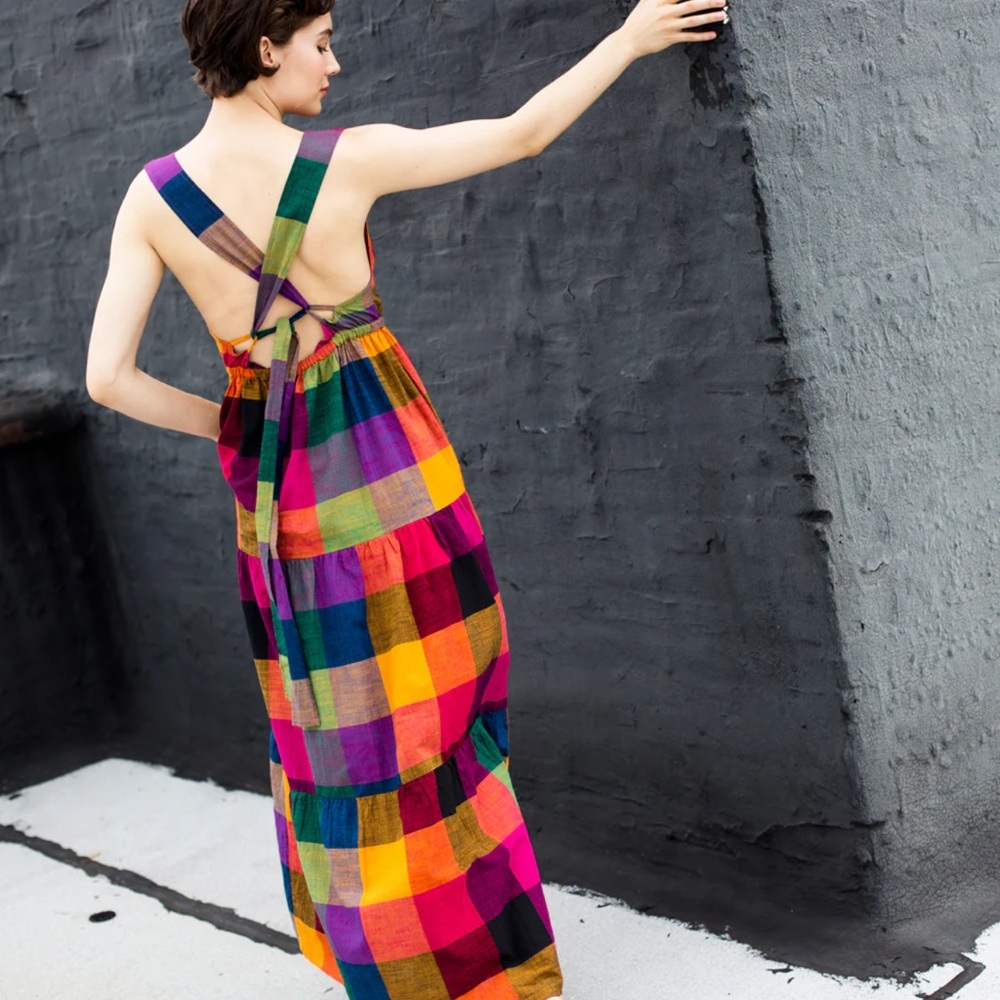 Rujuta Sheth Gema Tier Dress in Multi Chex